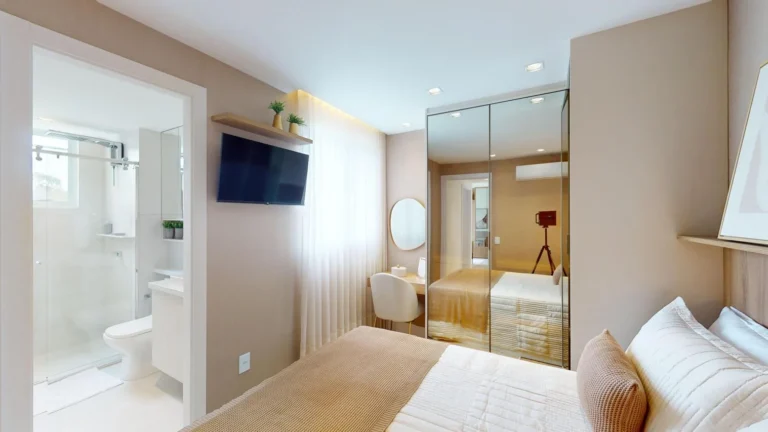 quarto da suíte do apartamento 2 quartos garden no Alto do Horizonte