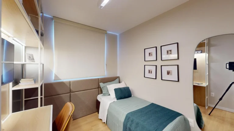 Vista do primeiro quarto, apartamento 3 quartos tipo no Alto do Horizonte